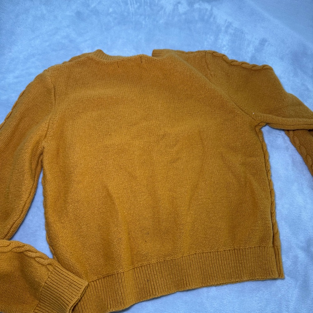 Banana Republic Mustard Yellow Cable Knit Crew Neck Sweater Women's Medium EUC - Picture 10 of 10